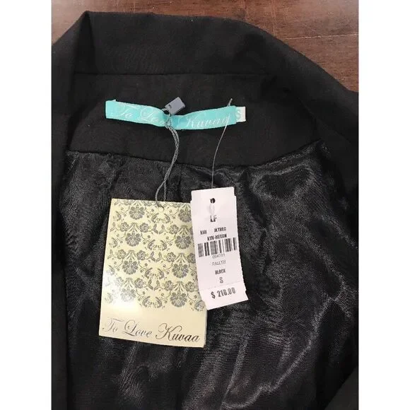 To Love Kuvaa Black 2-Button Blazer Suit Jacket Women's Size Small NEW*